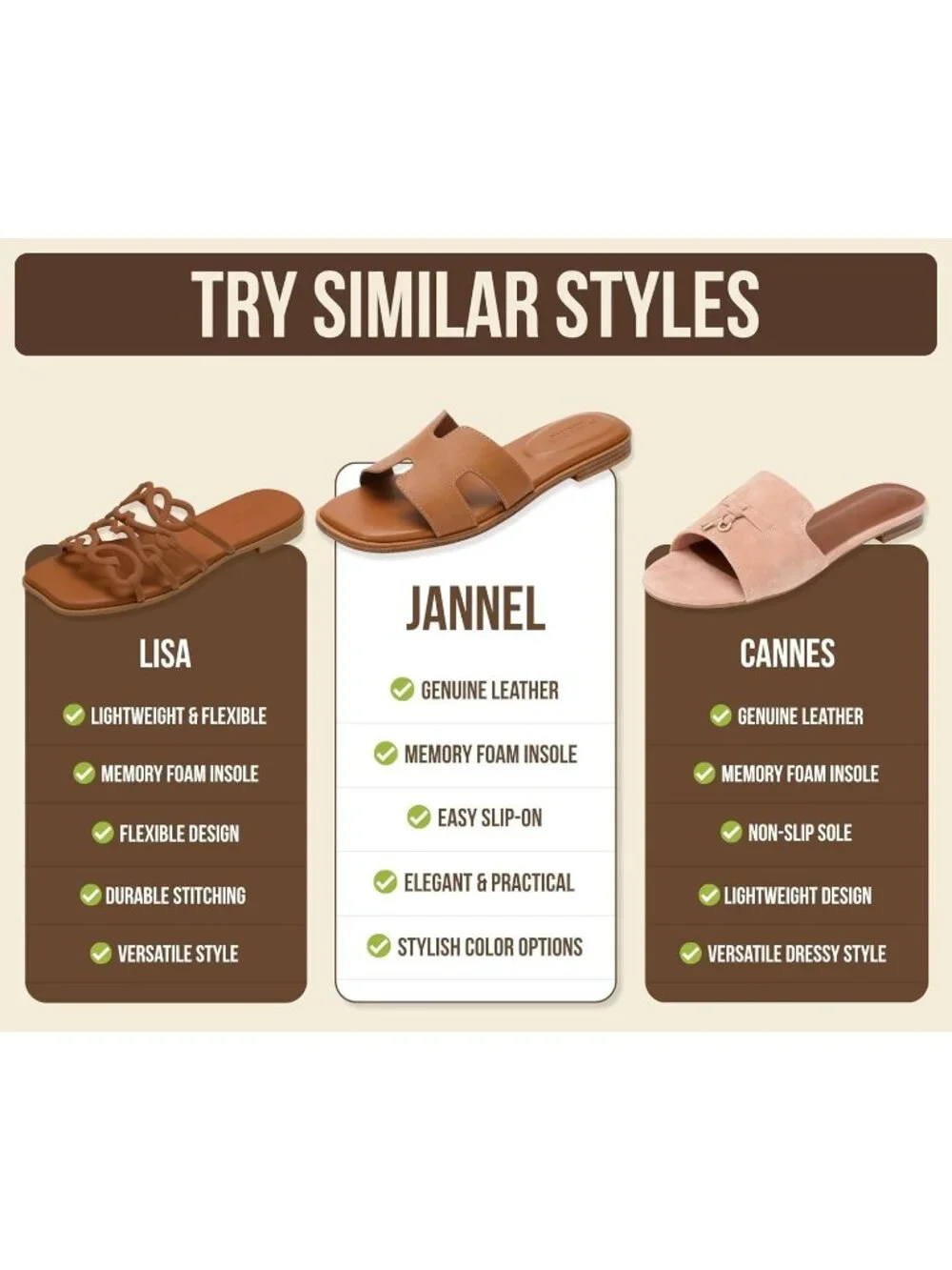 Women's Taupe Suede Genuine Leather Sandals Flat Slide Mule Memory Foam Footwear - Picture 6 of 6